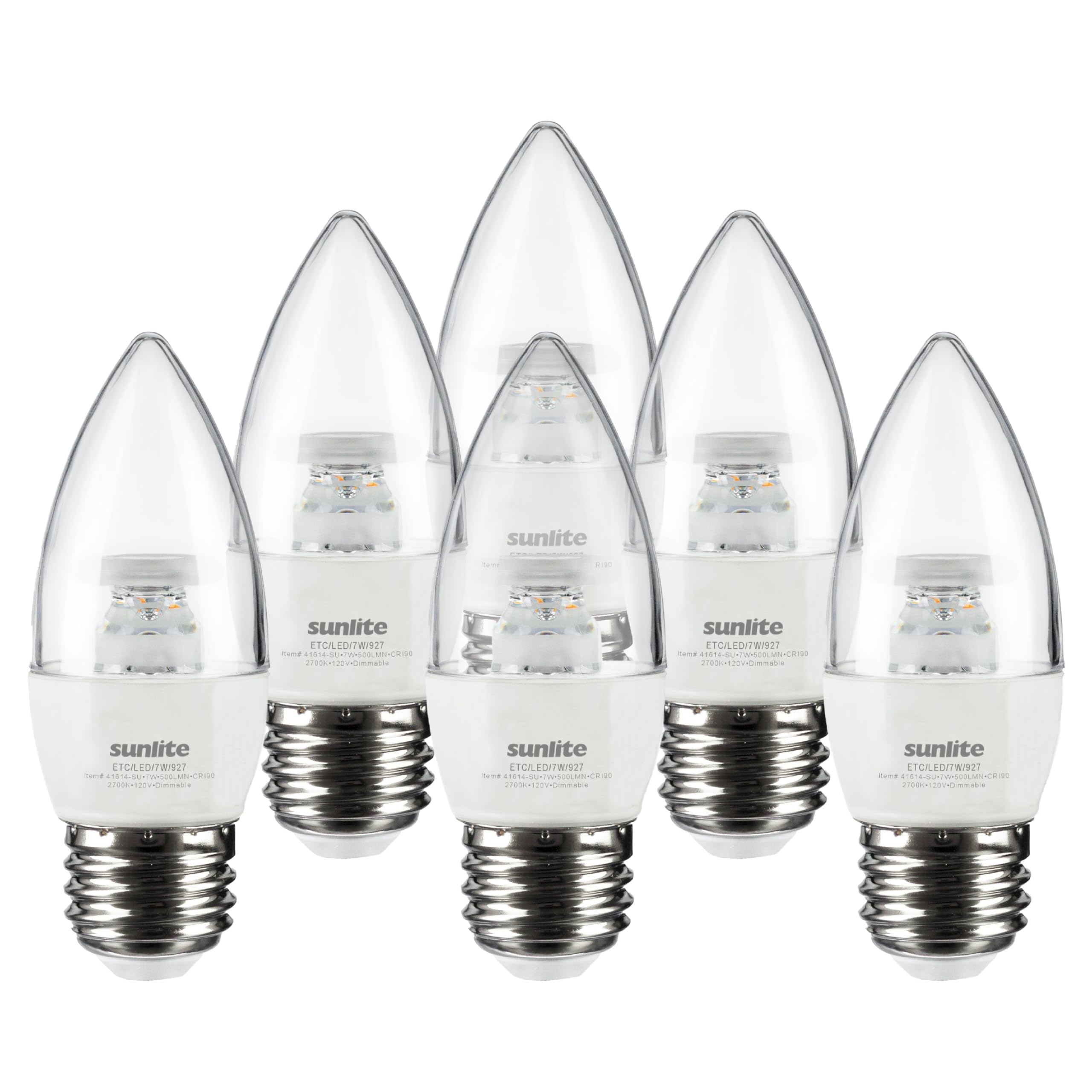 Sunlite LED B13 Torpedo Decorative Chandelier Light Bulb, 7 Watts